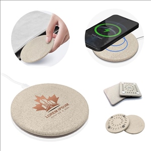 Biodegradable Wheat Straw 15W Fast Wireless Charger With Custom Logo Option